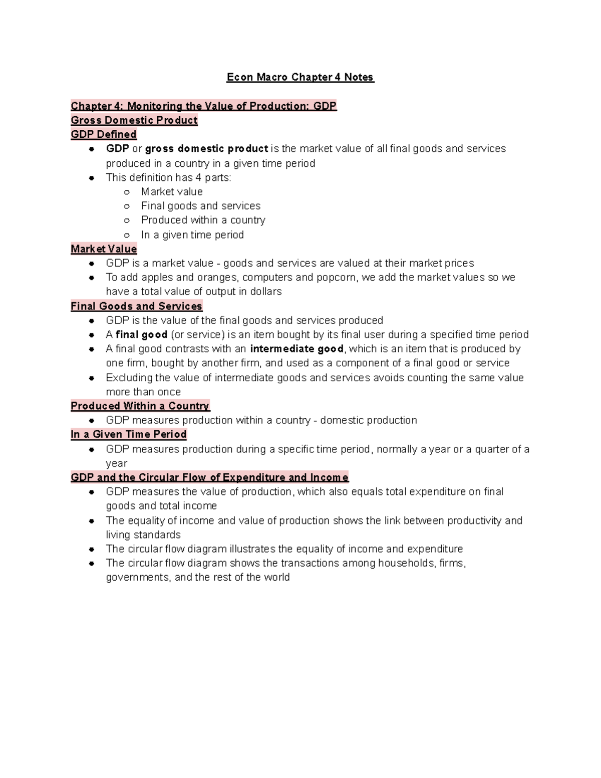 Econ Macro Chapter 4 Notes - Econ Macro Chapter 4 Notes Chapter 4 ...