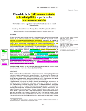 S1- Articulo 3 El modelo de la OMS como orientador en la salud pública a  partir de los determinantes - Studocu