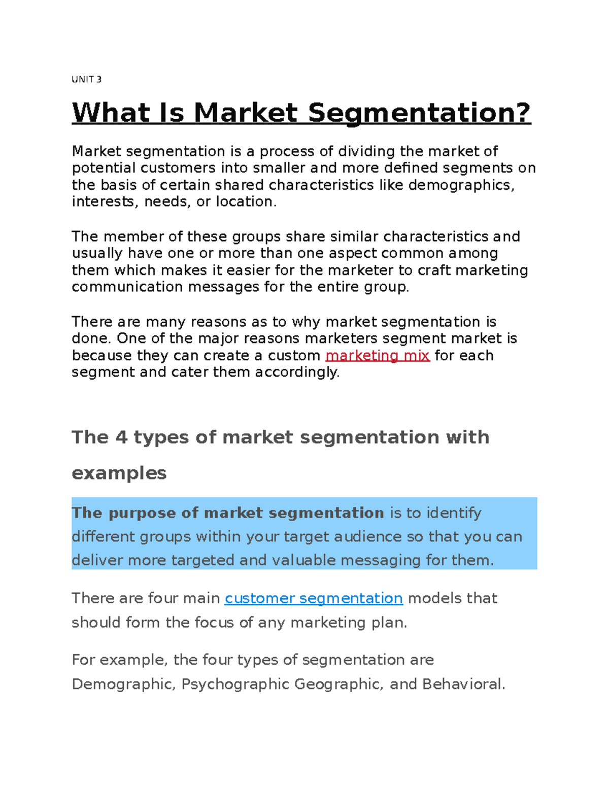 Marketing Management-Importance and basics of Marketing - UNIT 3 What ...