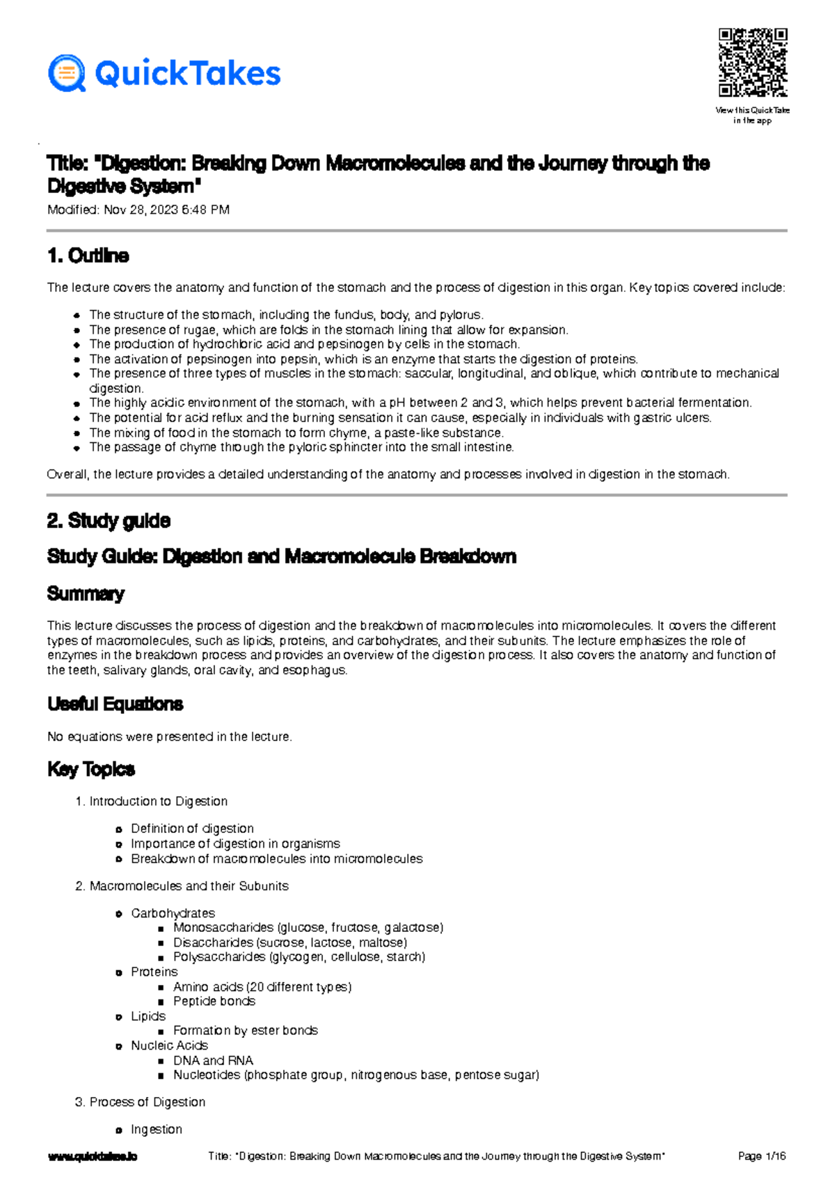 Title Digestion Breaking Down Macromolecules and the Journey through
