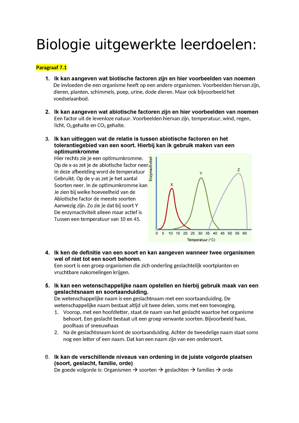 Leerdoelen Biologie - Biologie Uitgewerkte Leerdoelen: Paragraaf 7. 1 ...