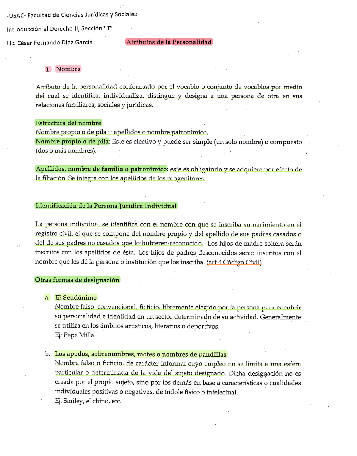 USAC Derecho, Derecho II, Material De Apoyo 2, Primer Parcial 2023 CFDG ...