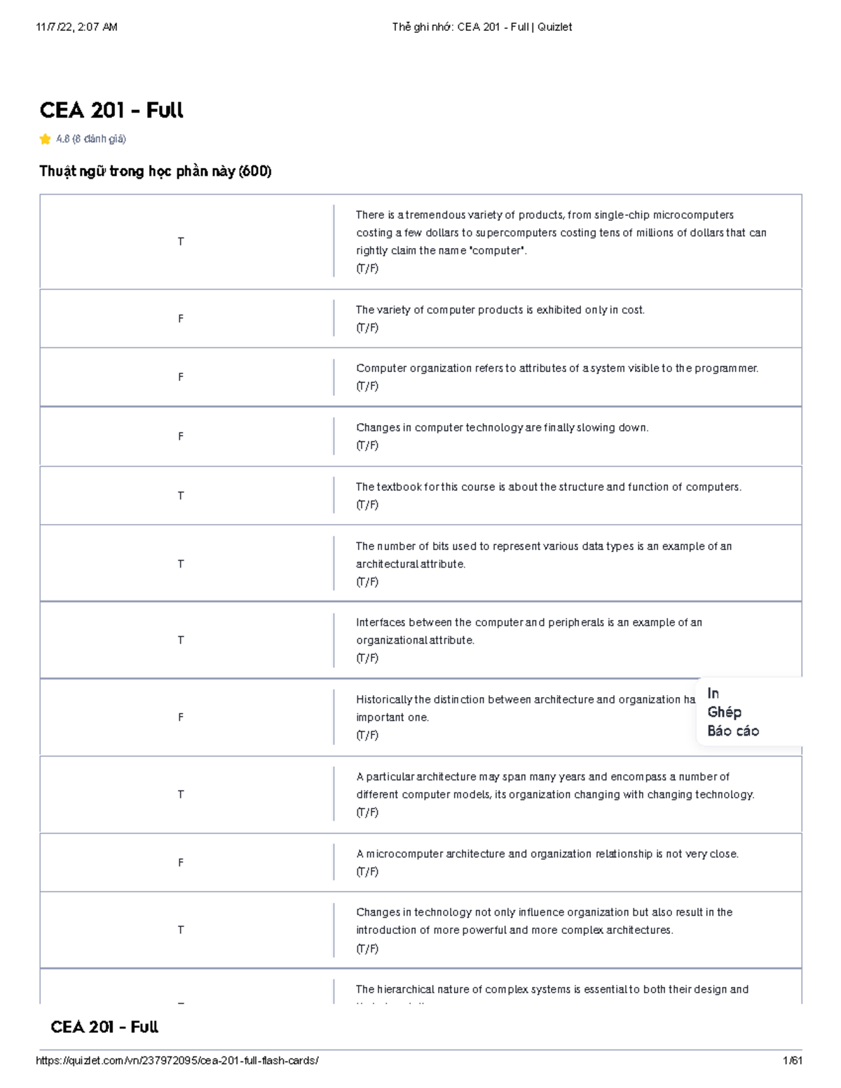 Thẻ Ghi Nhớ CEA 201 - Full Quizlet - CEA 201 - Full 4 (8 đánh Giá ...