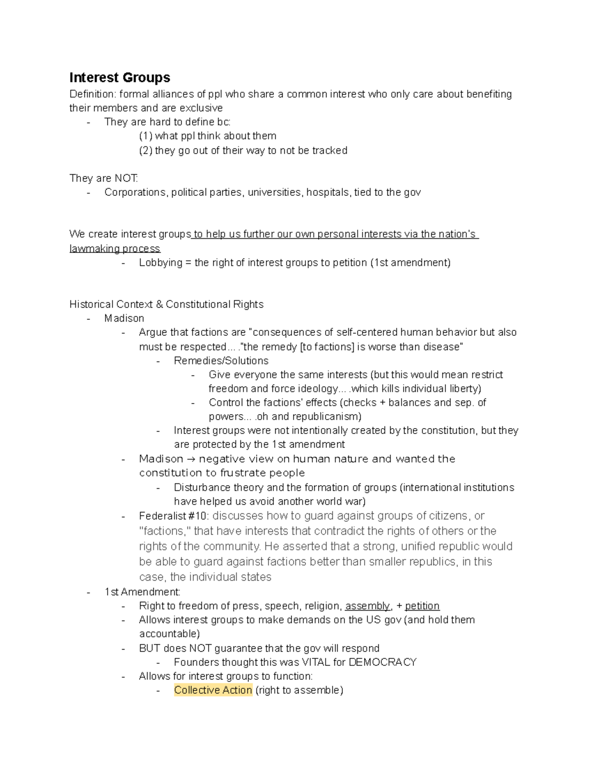 Midterm Study Guide - Interest Groups Definition: Formal Alliances Of ...