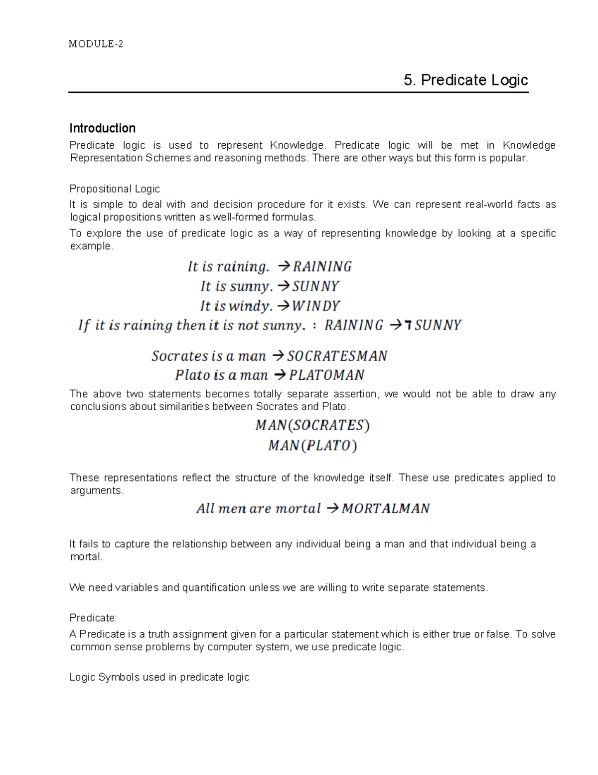 Knowledge Reprentation Notes - 5. Predicate Logic Introduction ...