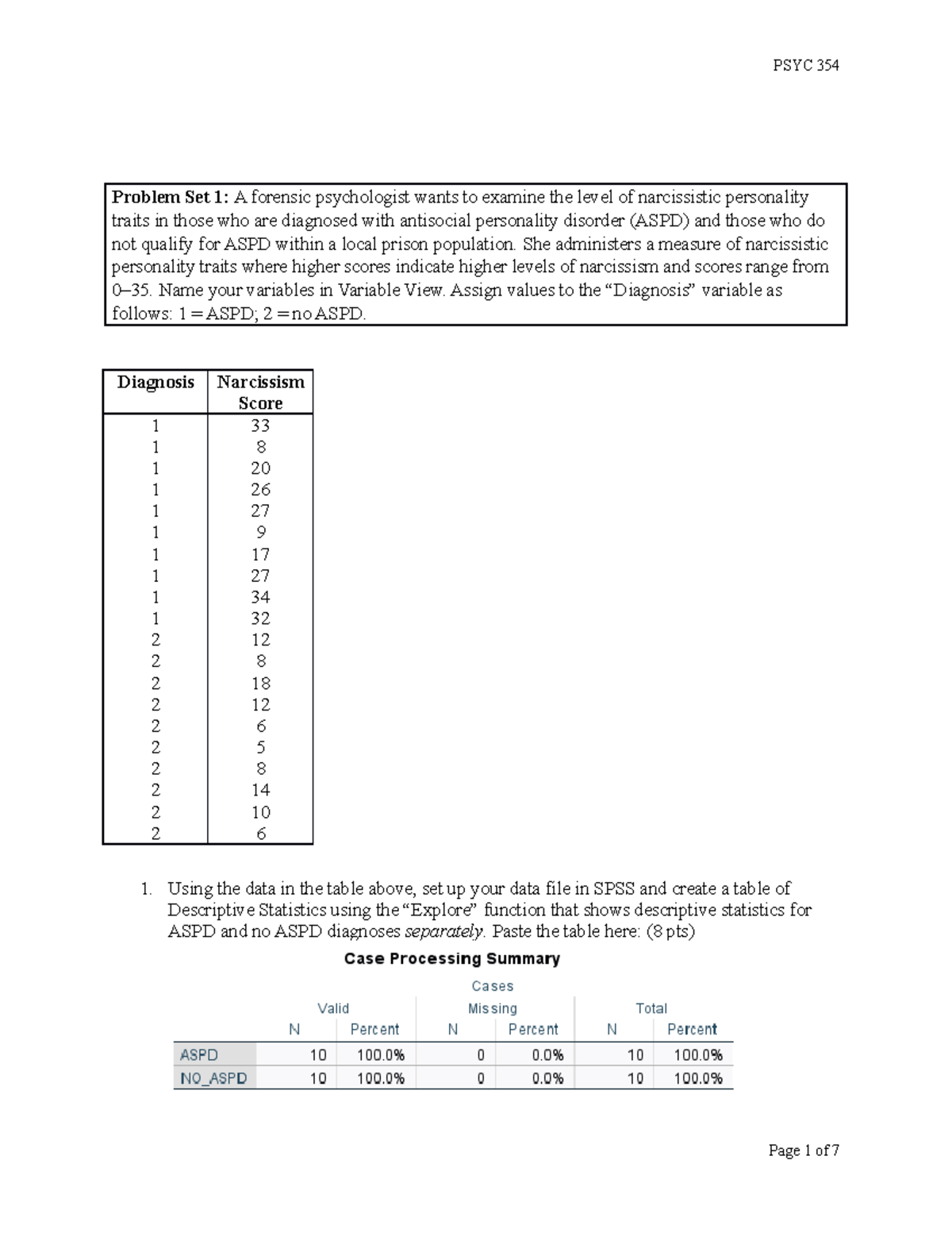 SPSS Homework Variability Assignment Instructions Problem Set 1 A