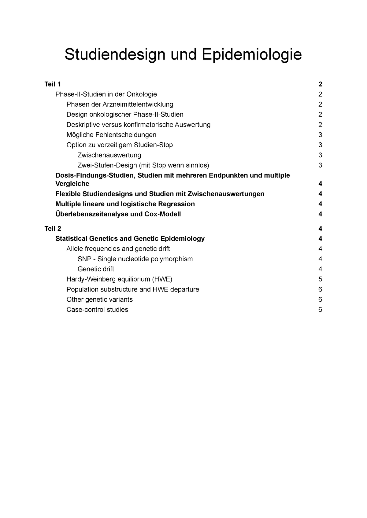 Zusammenfassung STDE - Studiendesign Und Epidemiologie Teil Phase-II ...