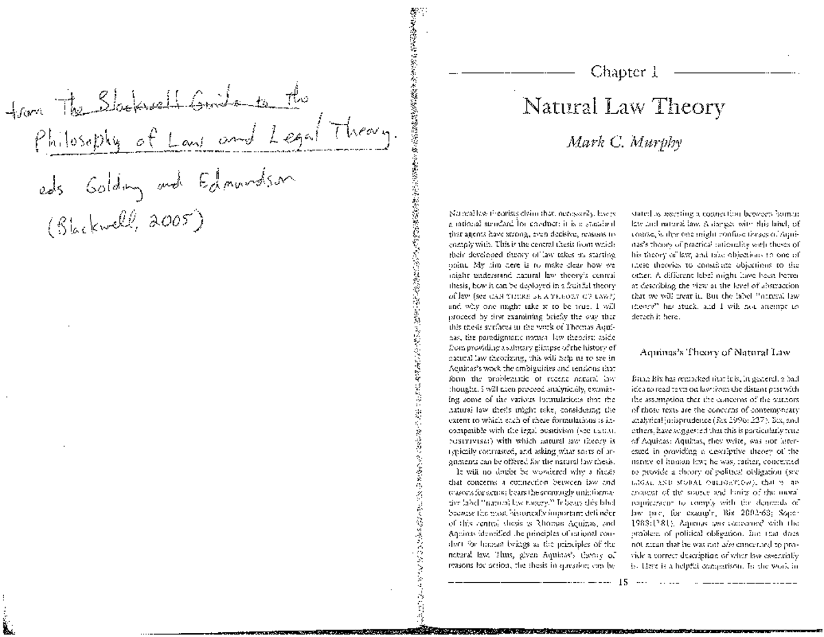 Murphy Natural 2005 Chapter 1 Natural Law Theory Mark C. Murphy