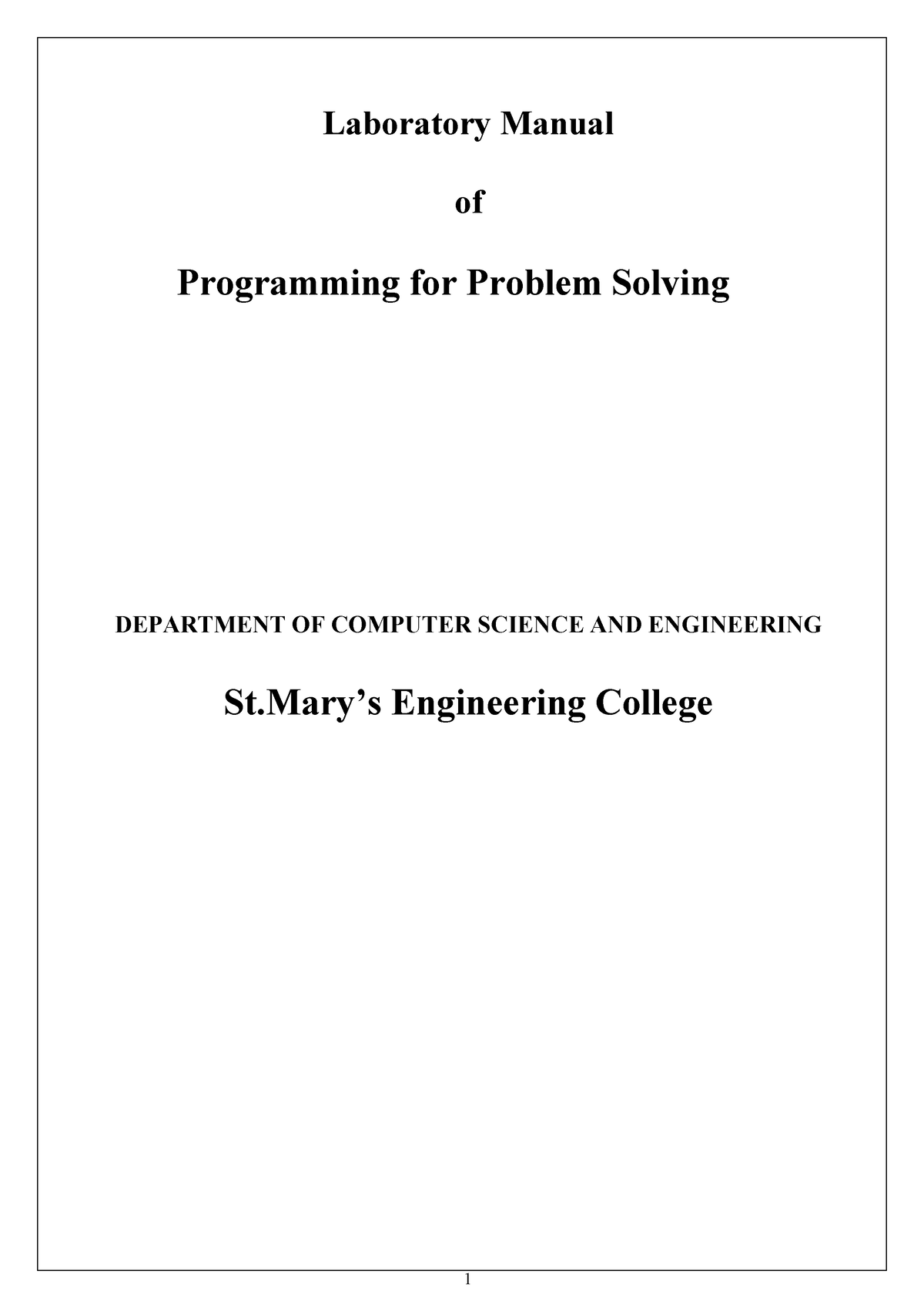 programming for problem solving lecture notes