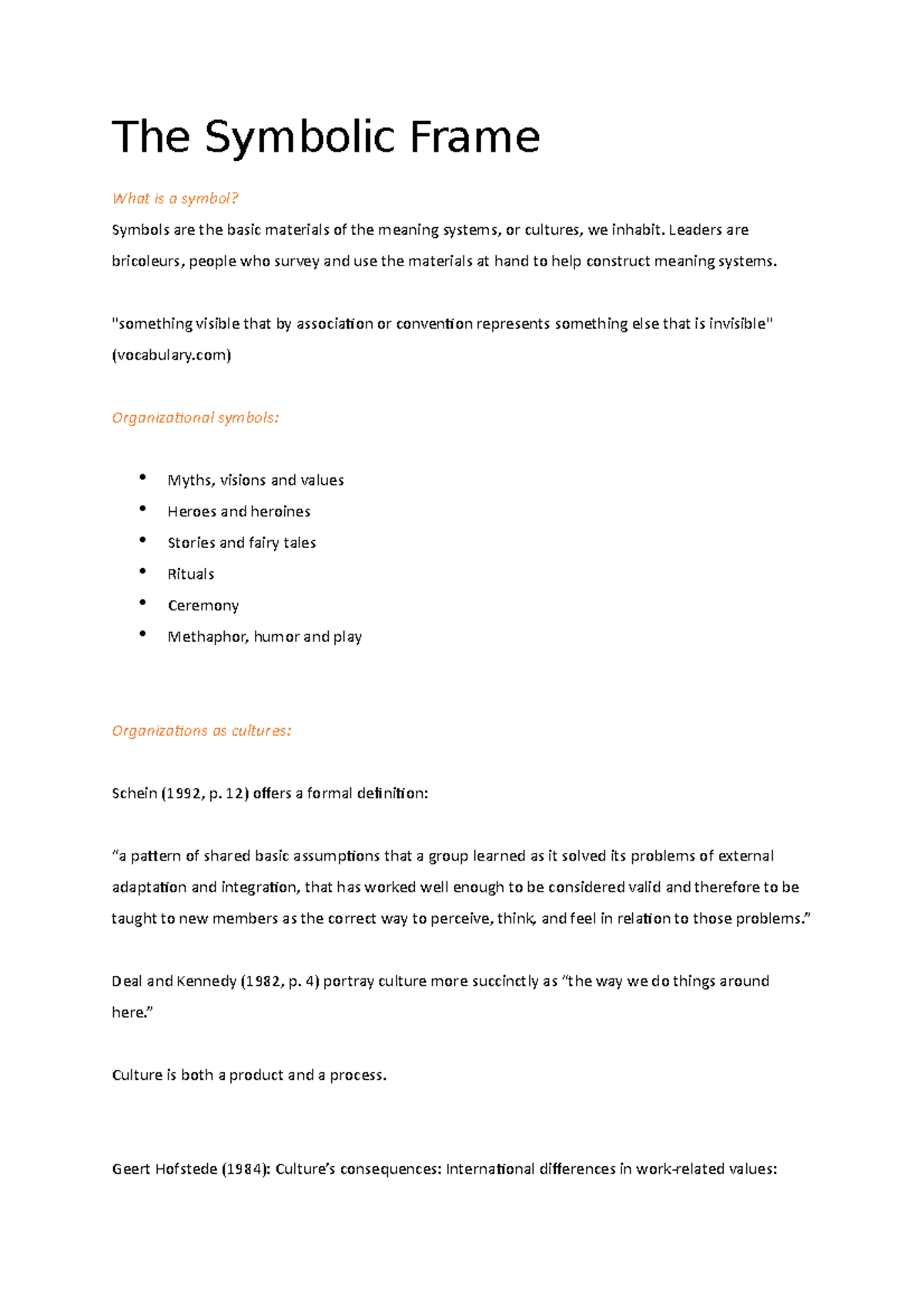 The Symbolic Frame Book Summary The Symbolic Frame What is a symbol