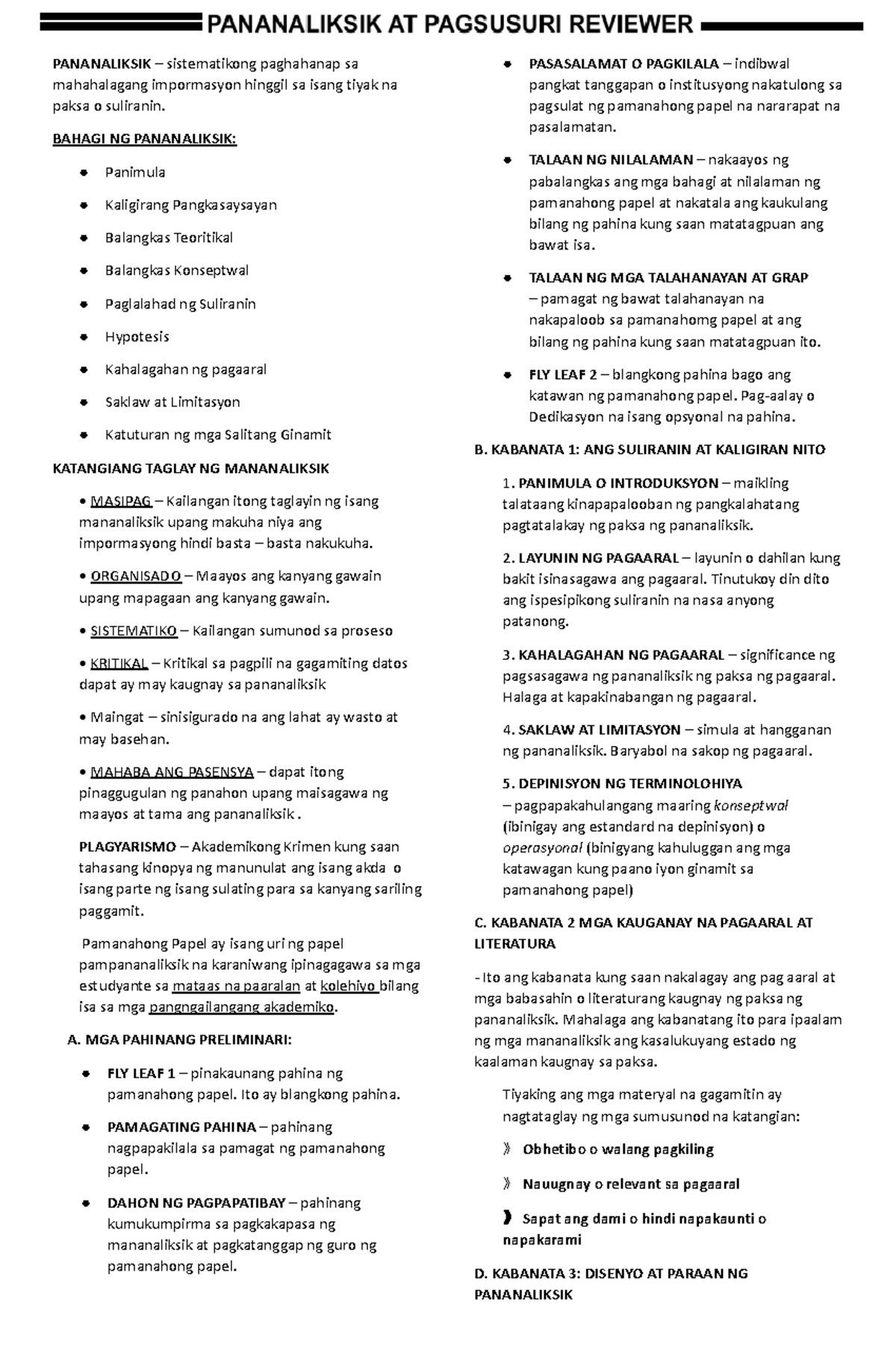 Pananaliksik AT Pagsusuri 2 - PANANALIKSIK – Sistematikong Paghahanap ...