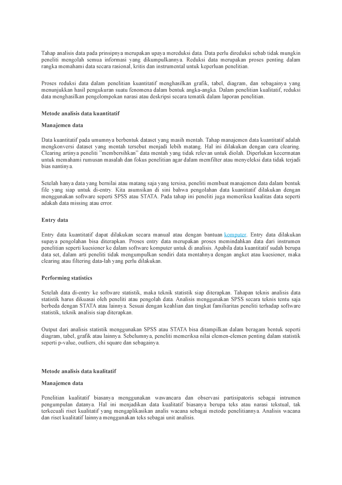 Analisis Data Kualitatif Dan Kuantitatif - Tahap Analisis Data Pada ...