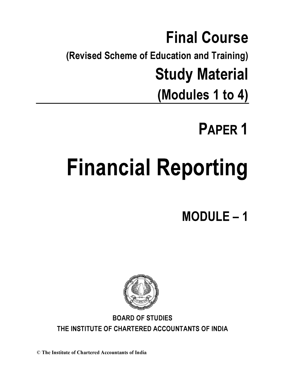 Financial Accounting Notes - Final Course (Revised Scheme Of Education ...