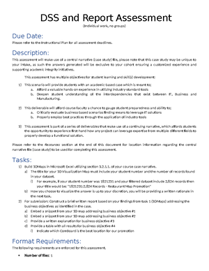 Assignment #1 - A. Create a point-form list identifying all identified ...