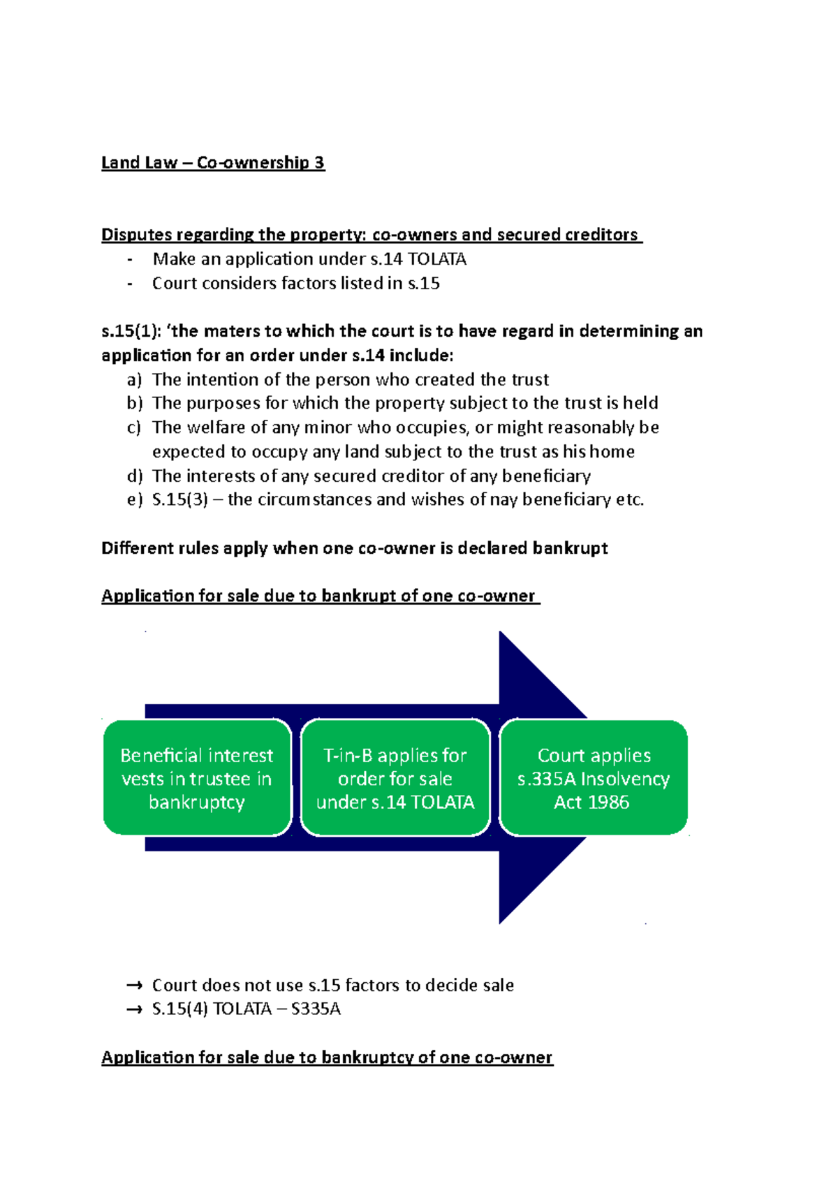 Land Law - Co-ownership 3 - Land Law – Co-ownership 3 Disputes ...
