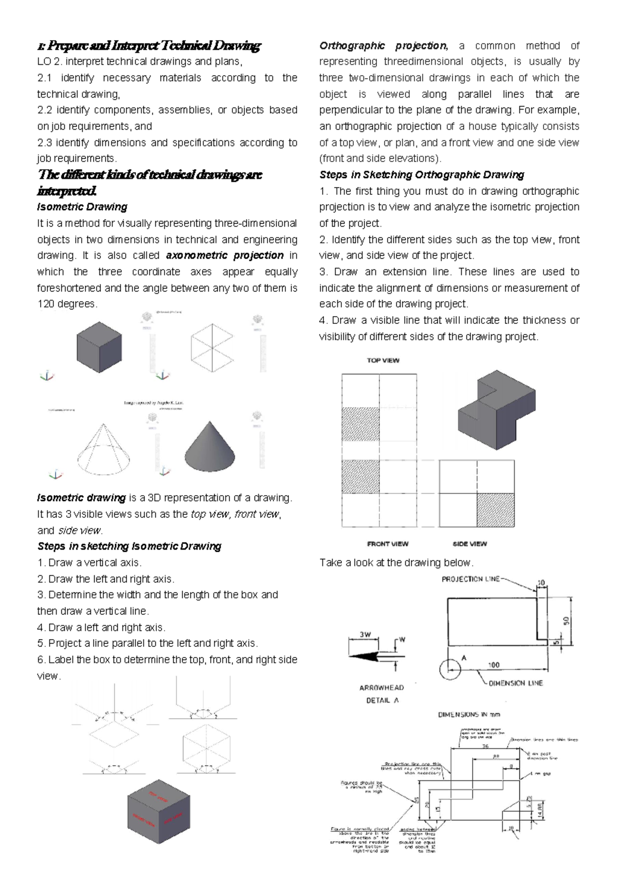 Notes prepare and interpret technical drawing - 1: Prepare and ...