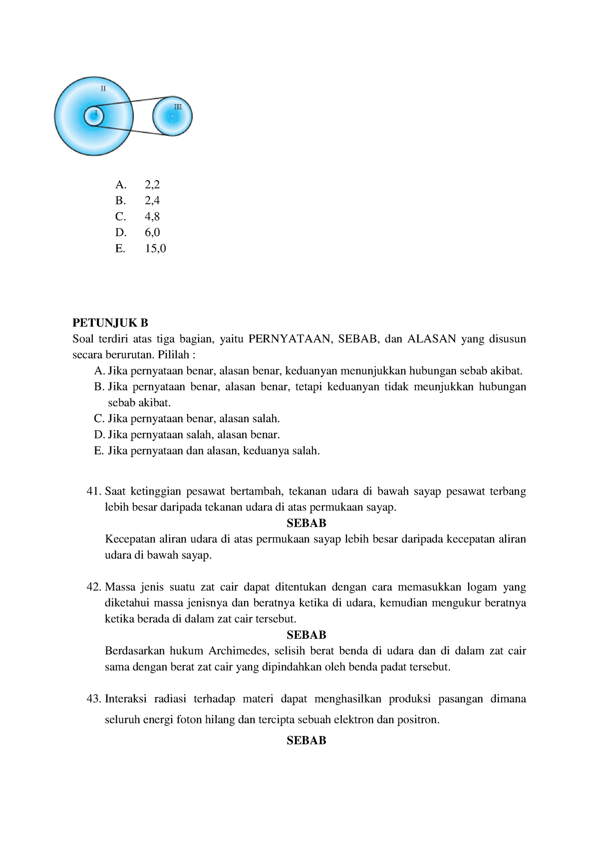 Exercise 2 KUIS Fisika 2020 6 - A. 2, B. 2, C. 4, D. 6, E. 15, PETUNJUK ...