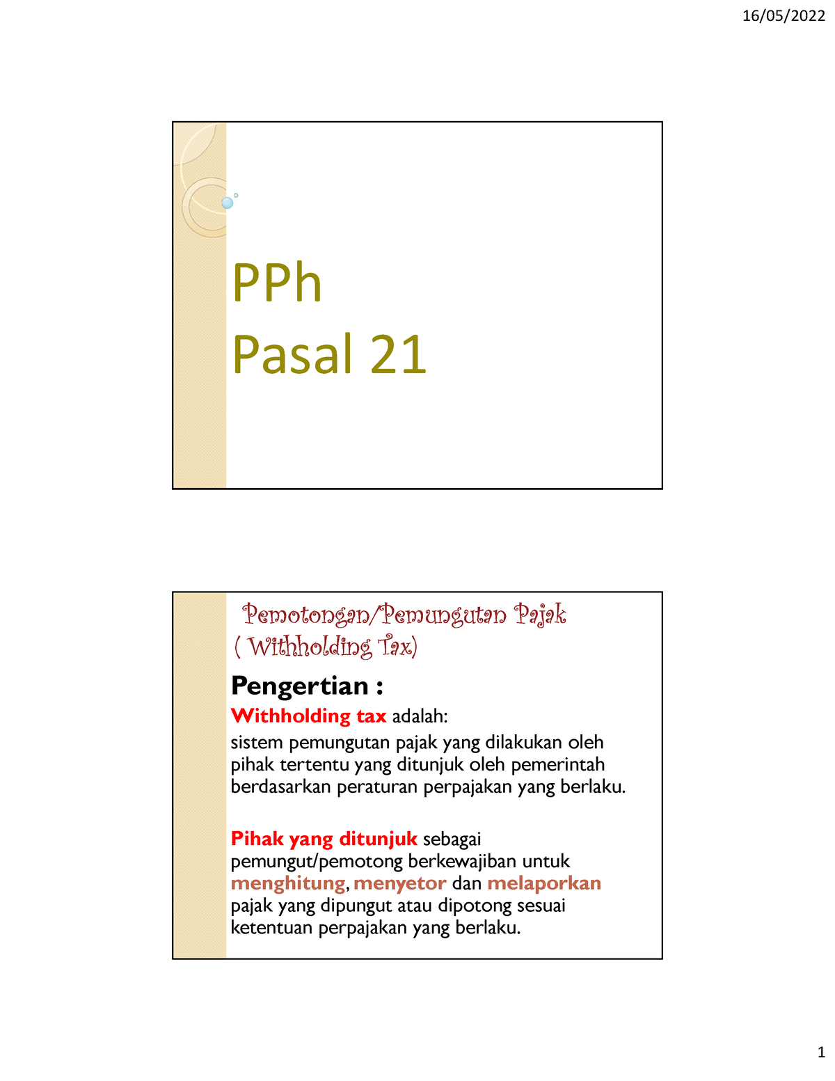 MHS PPh Pasal 21 - MHS PPH - PPh Pasal 21 Pemotongan/Pemungutan Pajak ...