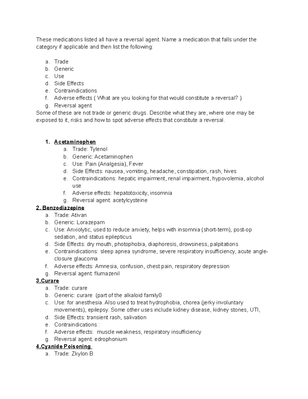 Reversal Agents - notes - These medications listed all have a reversal ...