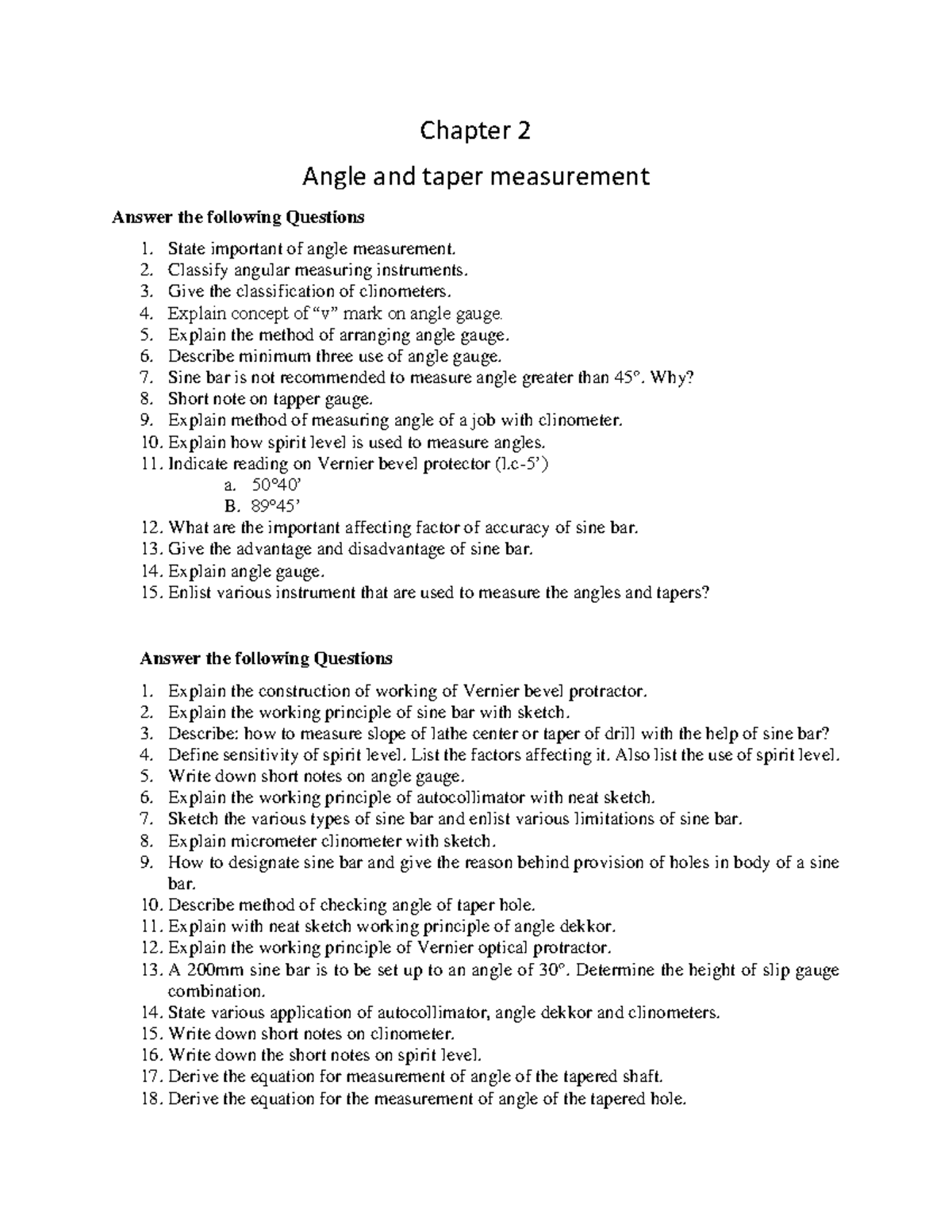 QB chapter 2 - Apunts 77 - Chapter 2 Angle and taper measurement Answer ...