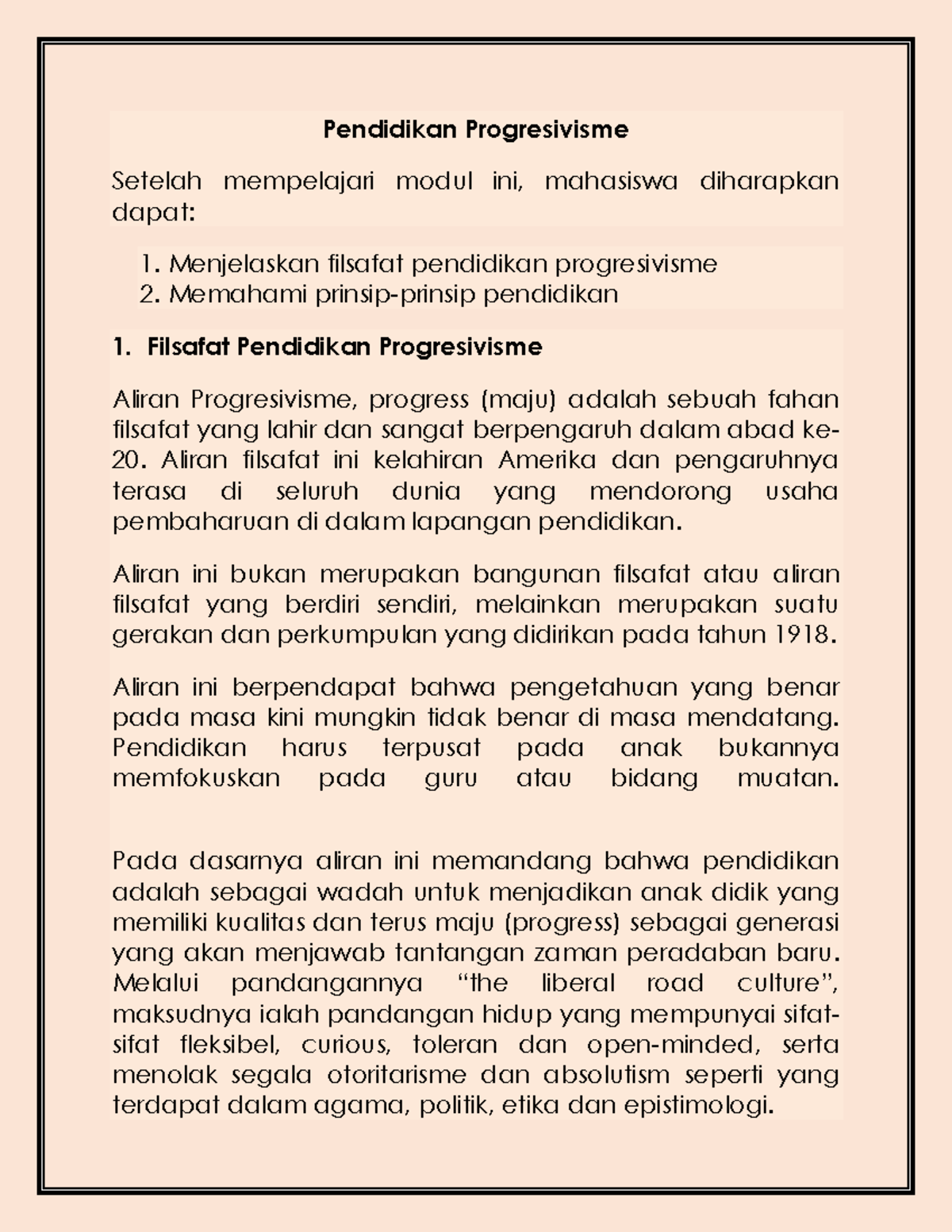 Modul Pendidikan Progresivisme - Pendidikan Progresivisme Setelah ...