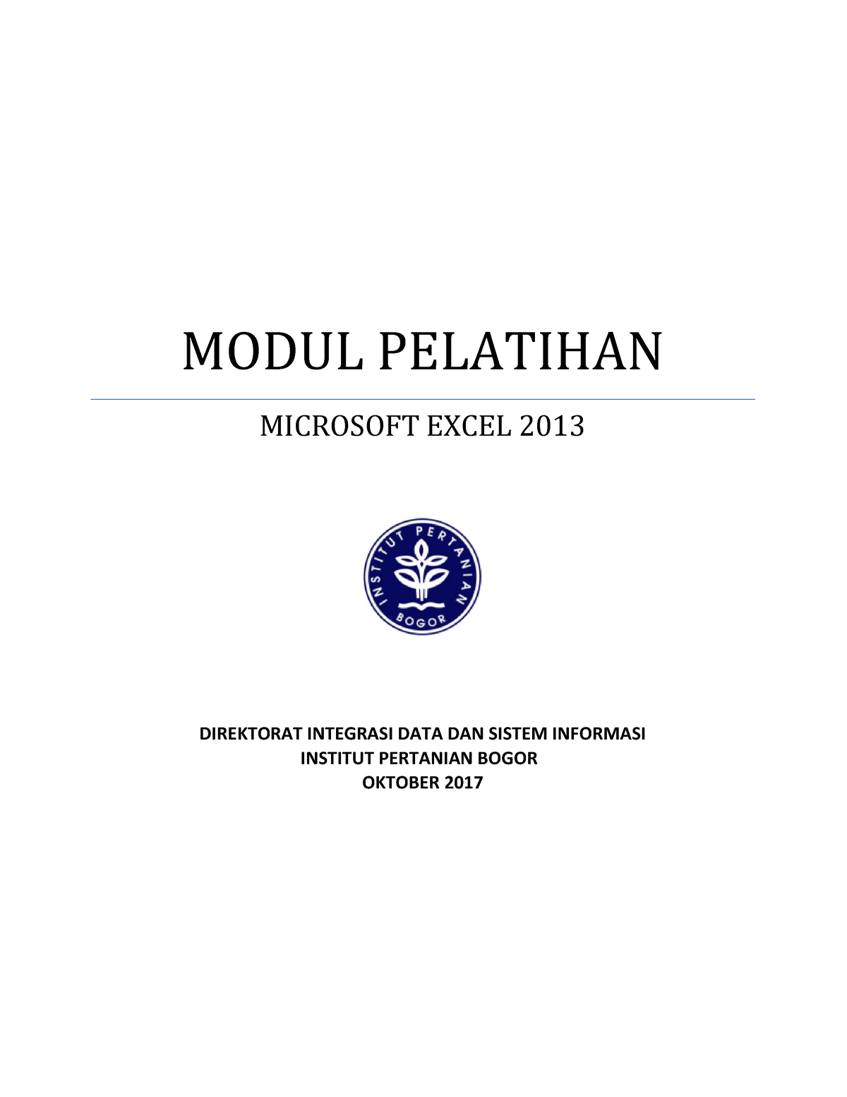 Modul Pelatihan Microsoft Excel 2013 1 - MODUL PELATIHAN MICROSOFT ...