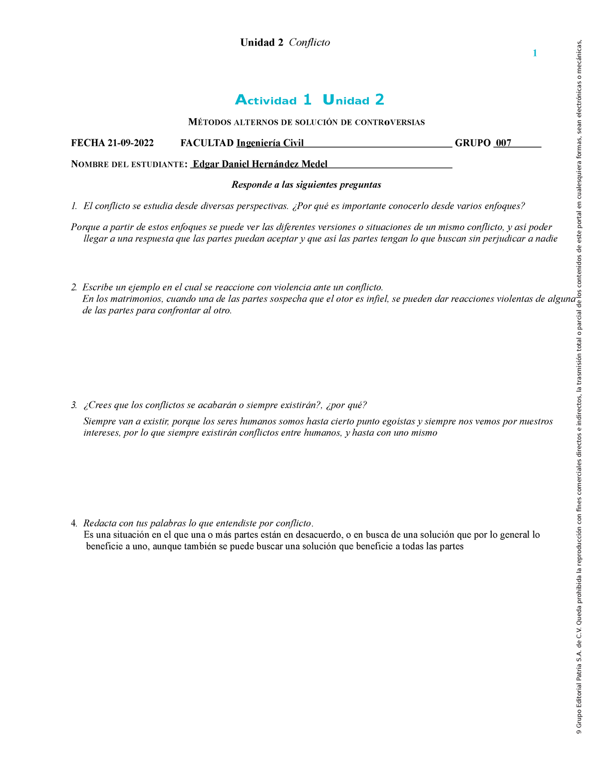 Formatos Unidad 2MDL - 1 Actividad 1 Unidad 2 MÉTODOS ALTERNOS DE ...