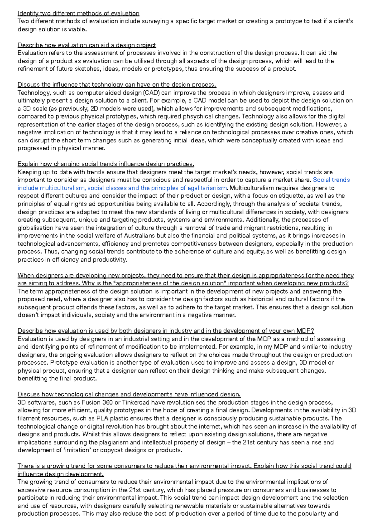 Dt sample responses - Google Docs - Identify two different methods of ...