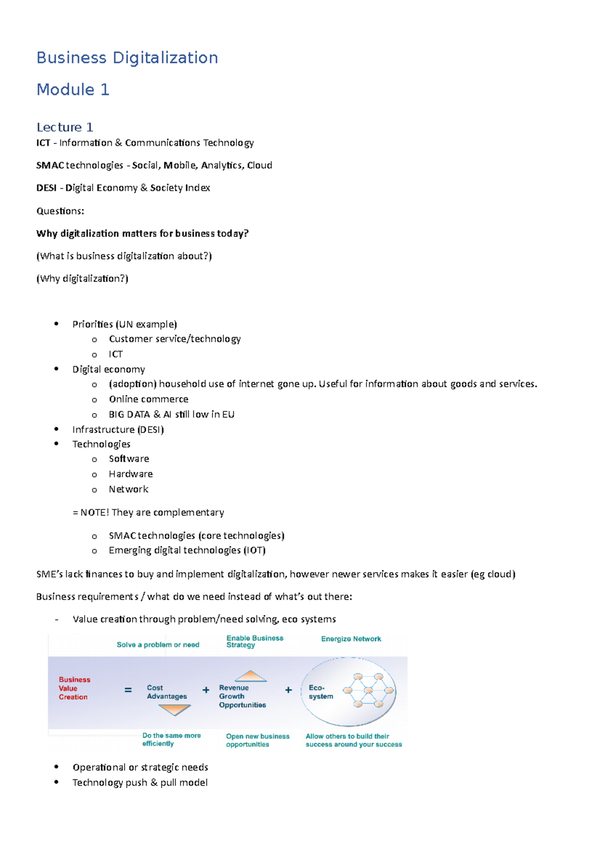 Business Digitalization lecture notes - Business Digitalization Module ...