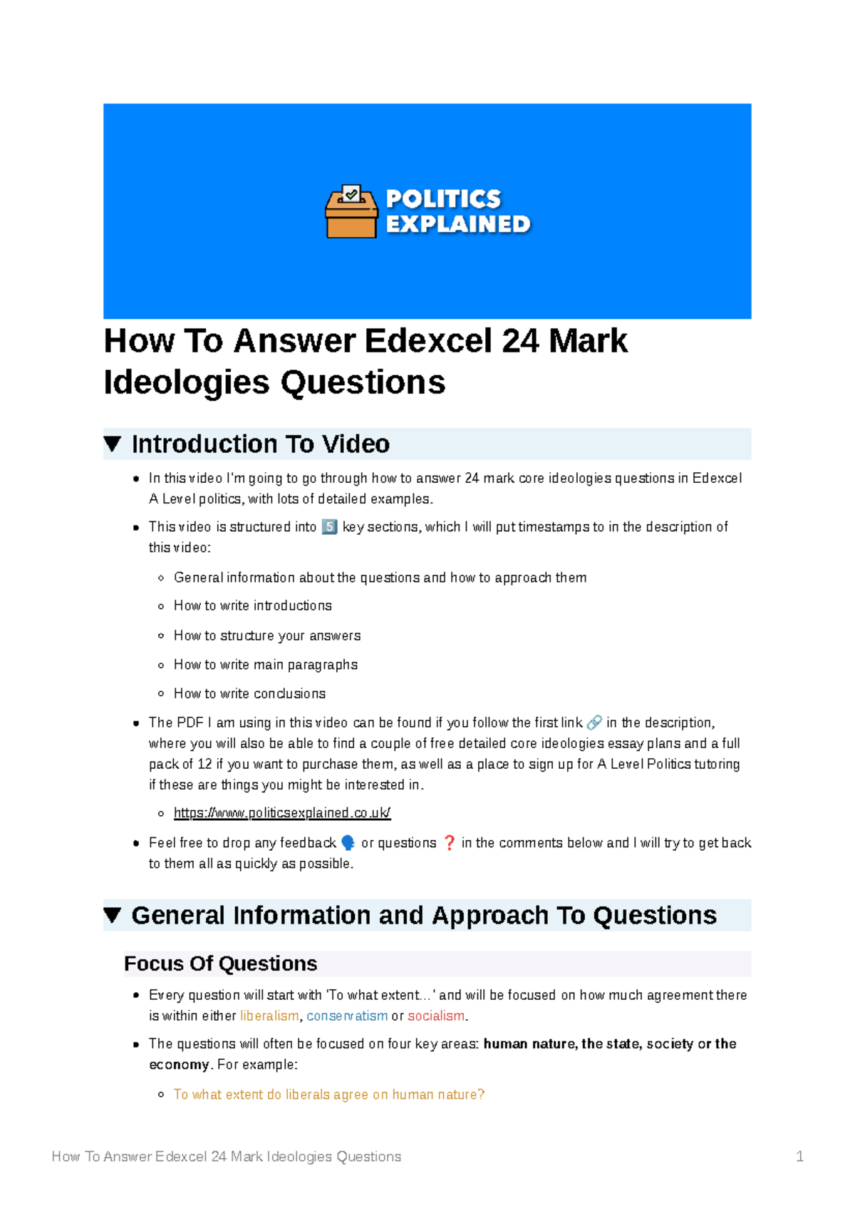 How To Answer Edexcel 24 Mark Core Ideologies Questions - How To Answer ...