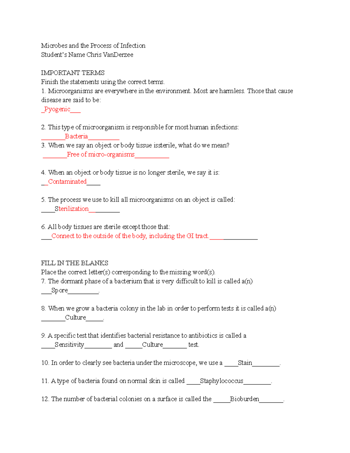 Surgical Technology Workbook 7 - Microbes And The Process Of Infection ...