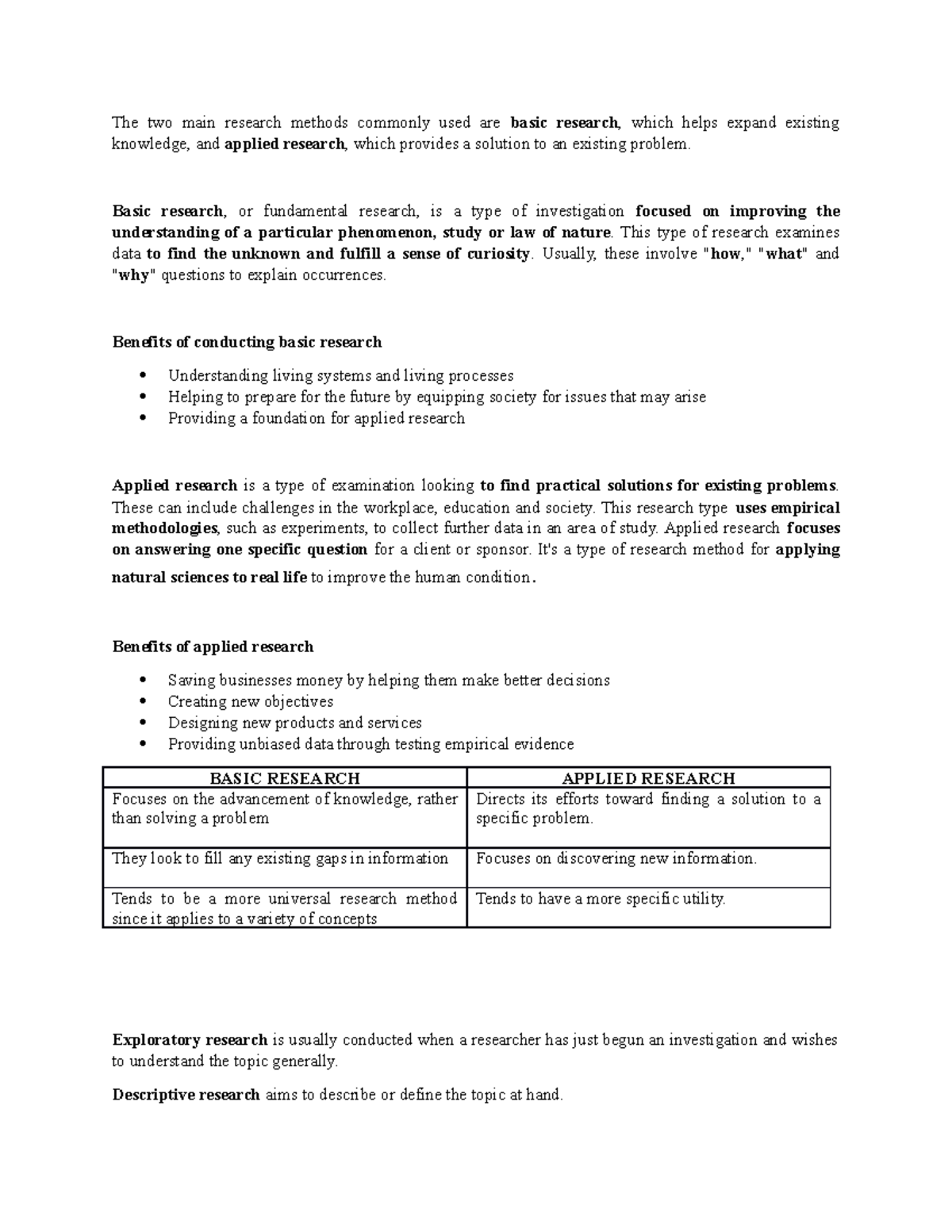 Mo R - ,BBL - The two main research methods commonly used are basic ...