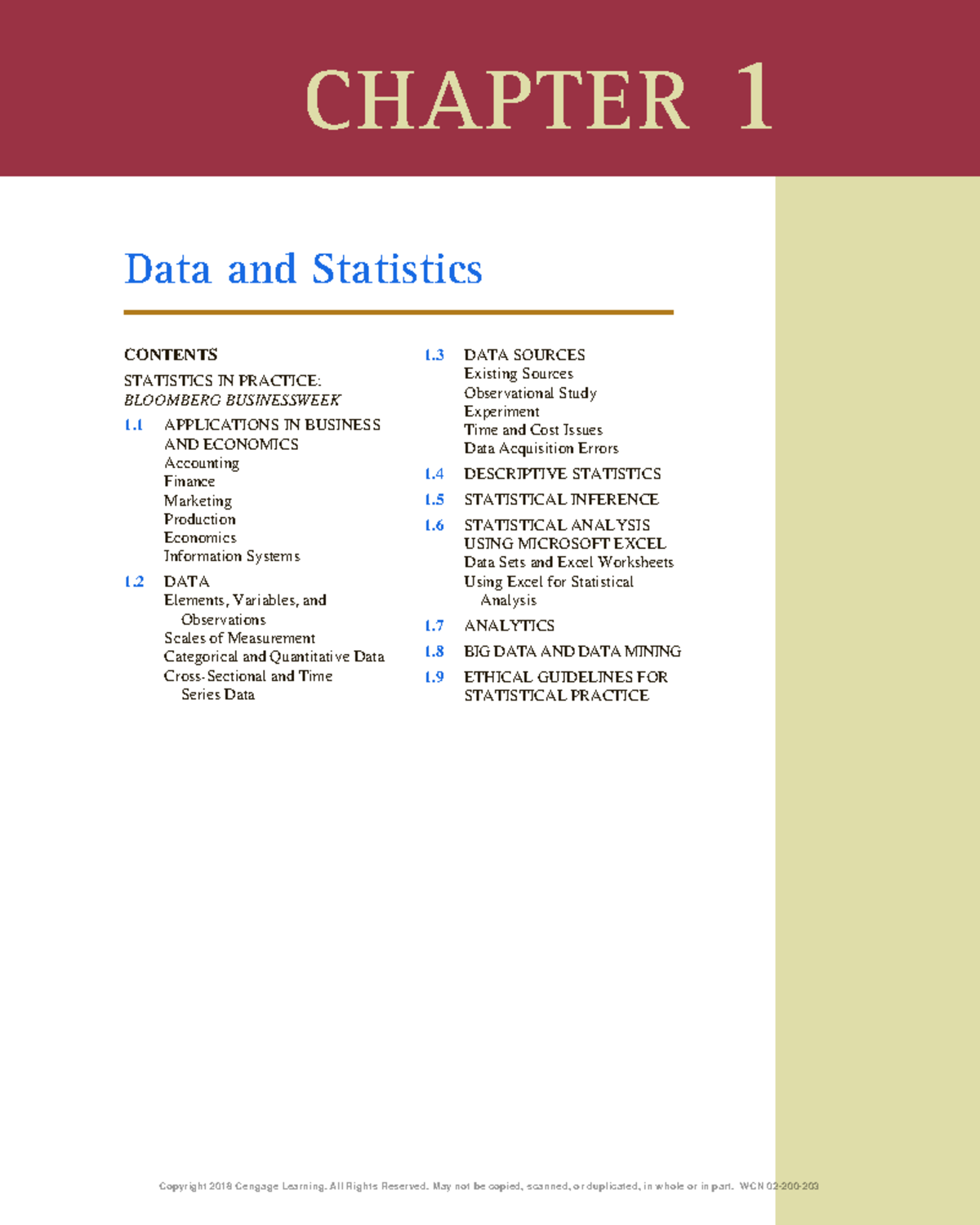 Chapter 1 Excerpt - Ch 1 - CHAPTER 1 Data and Statistics CONTENTS ...