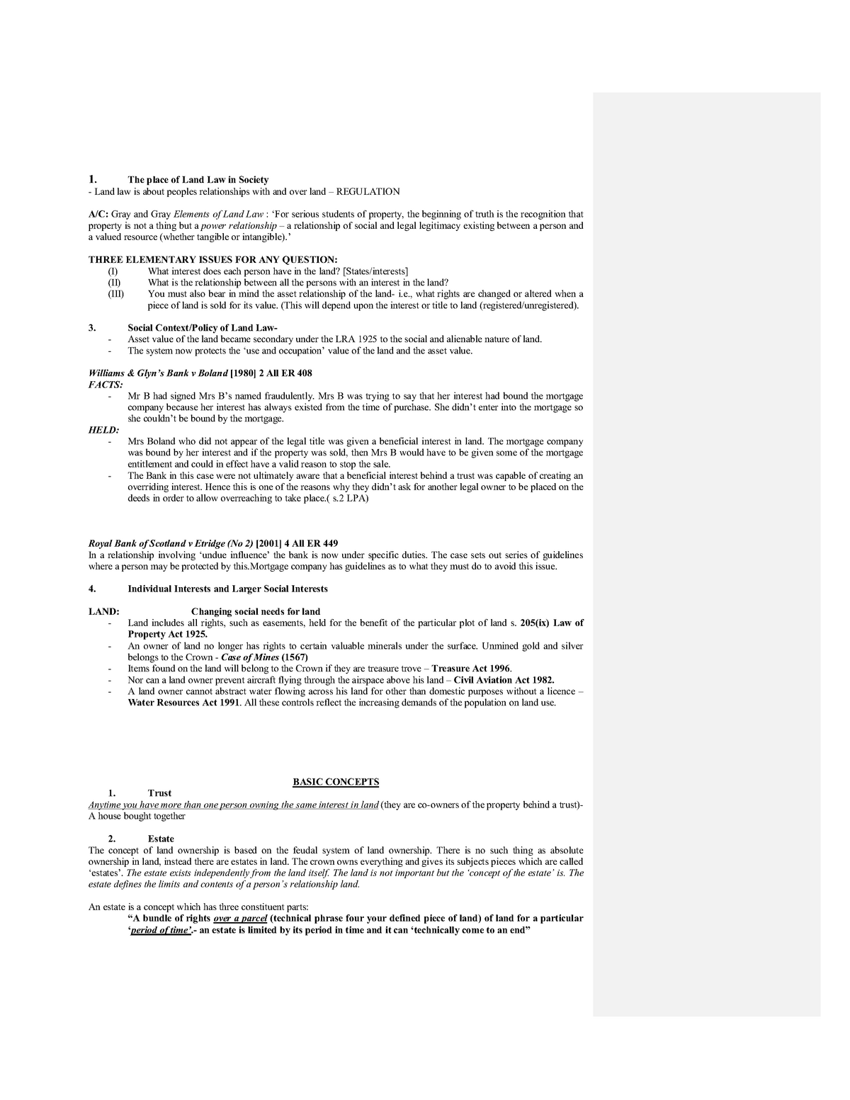 Land-law-llb-notes Compress - E 2 - Studocu