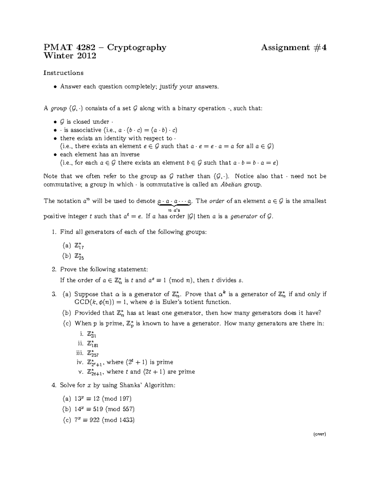 cryptography assignments