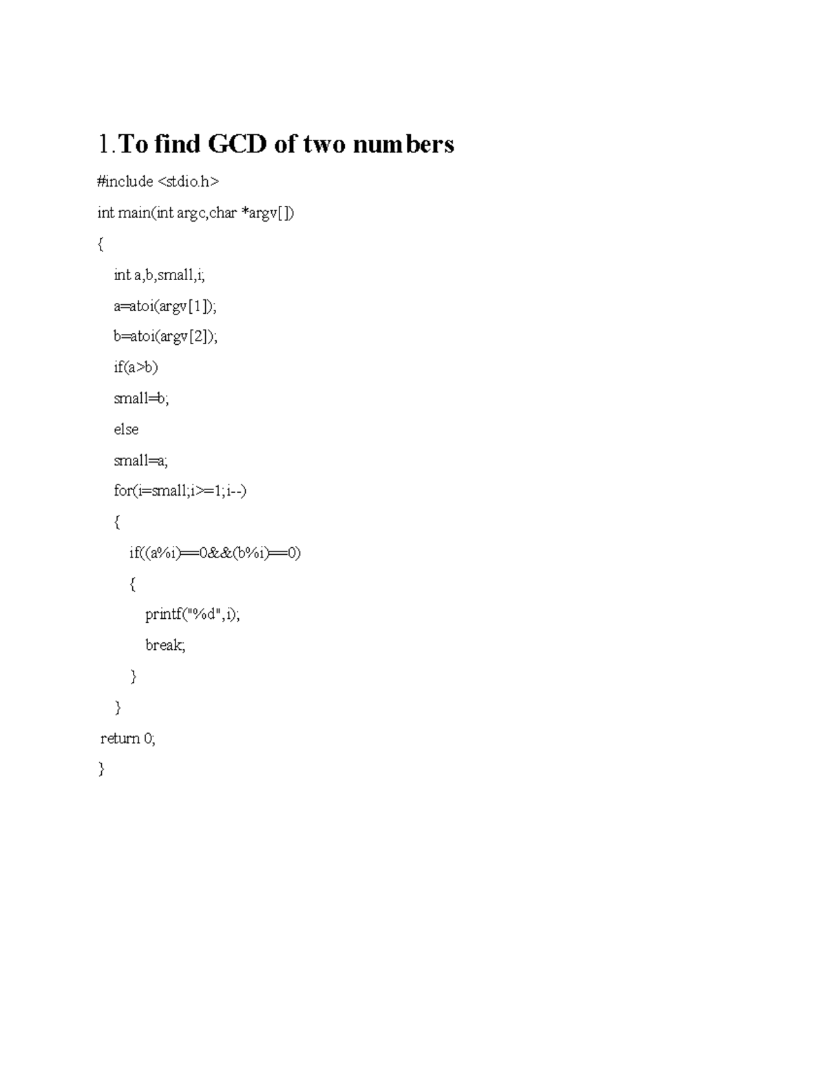 Tcs programs - TCS program material - 1 find GCD of two numbers # ...