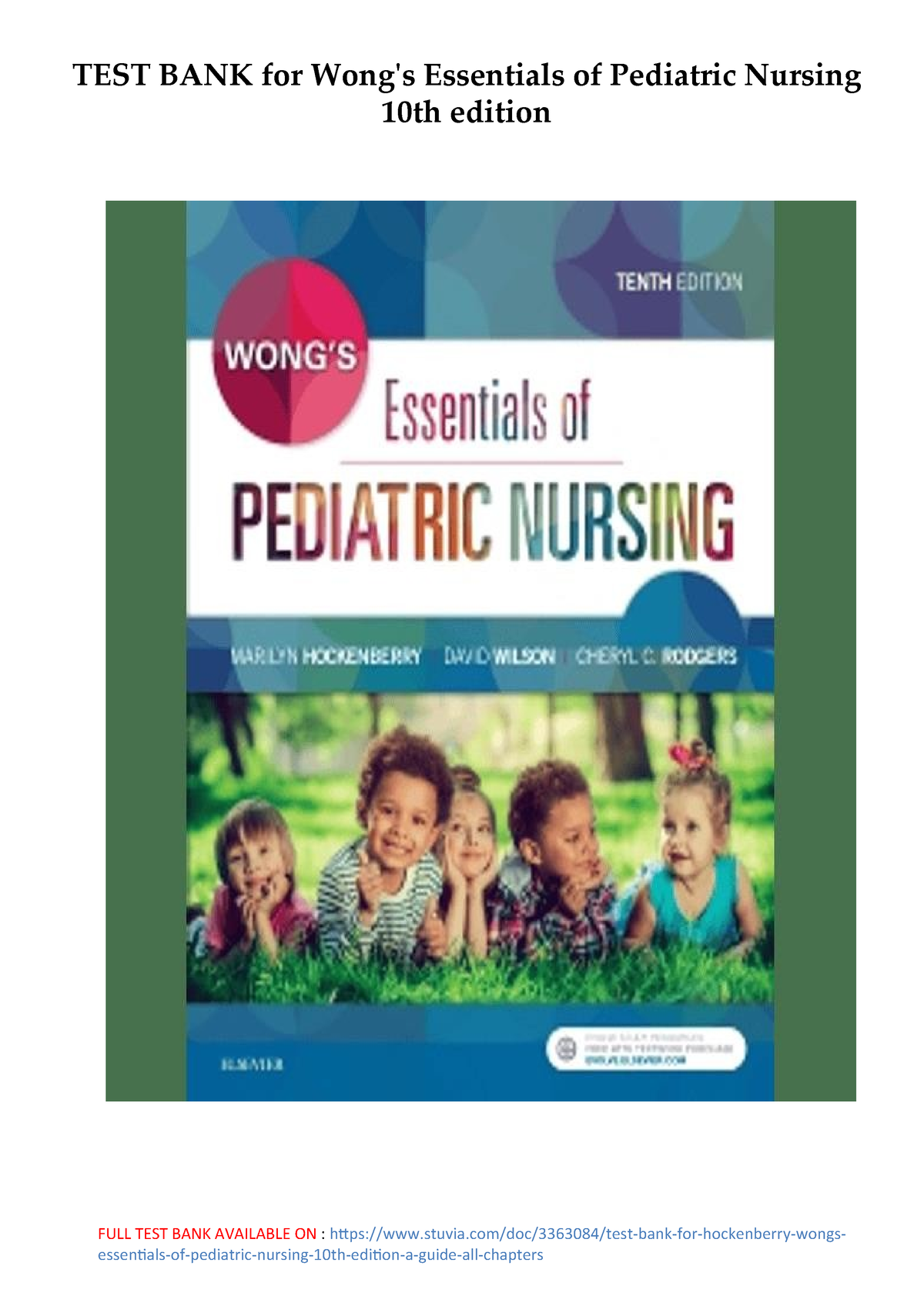 TEST BANK For Wong's Essentials Of Pediatric Nursing 10th Edition ...