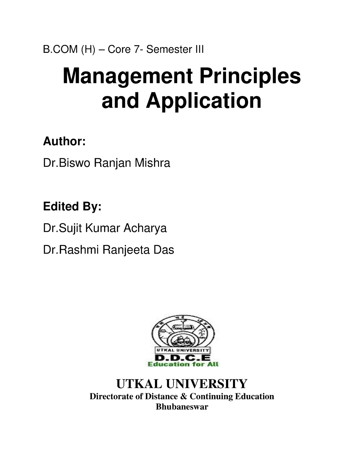 B.com Management Original - B (H) – Core 7- Semester III Management ...