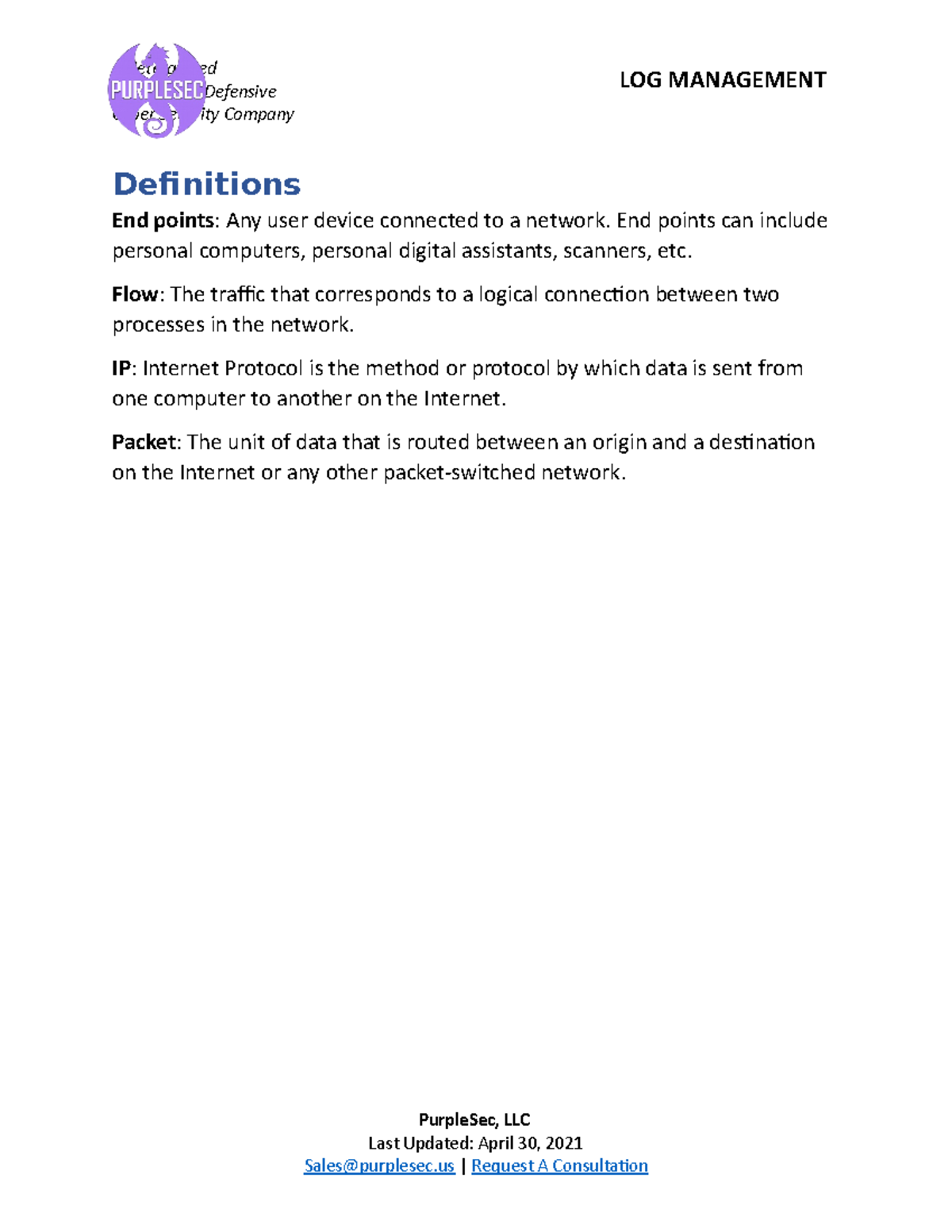 Security Policy 13 Log Management - Offensive & Defensive Cyber ...