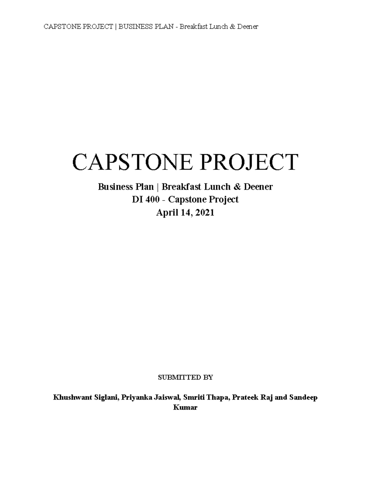 capstone project business plan