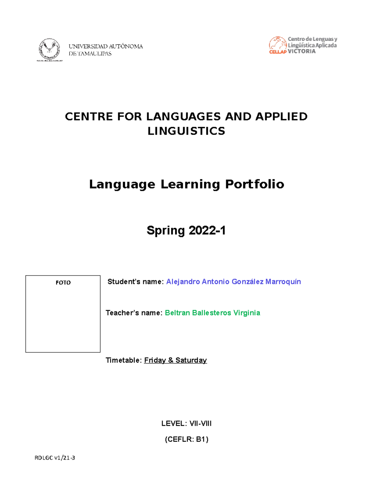 Portfolio 1 - homework - CENTRE FOR LANGUAGES AND APPLIED LINGUISTICS ...