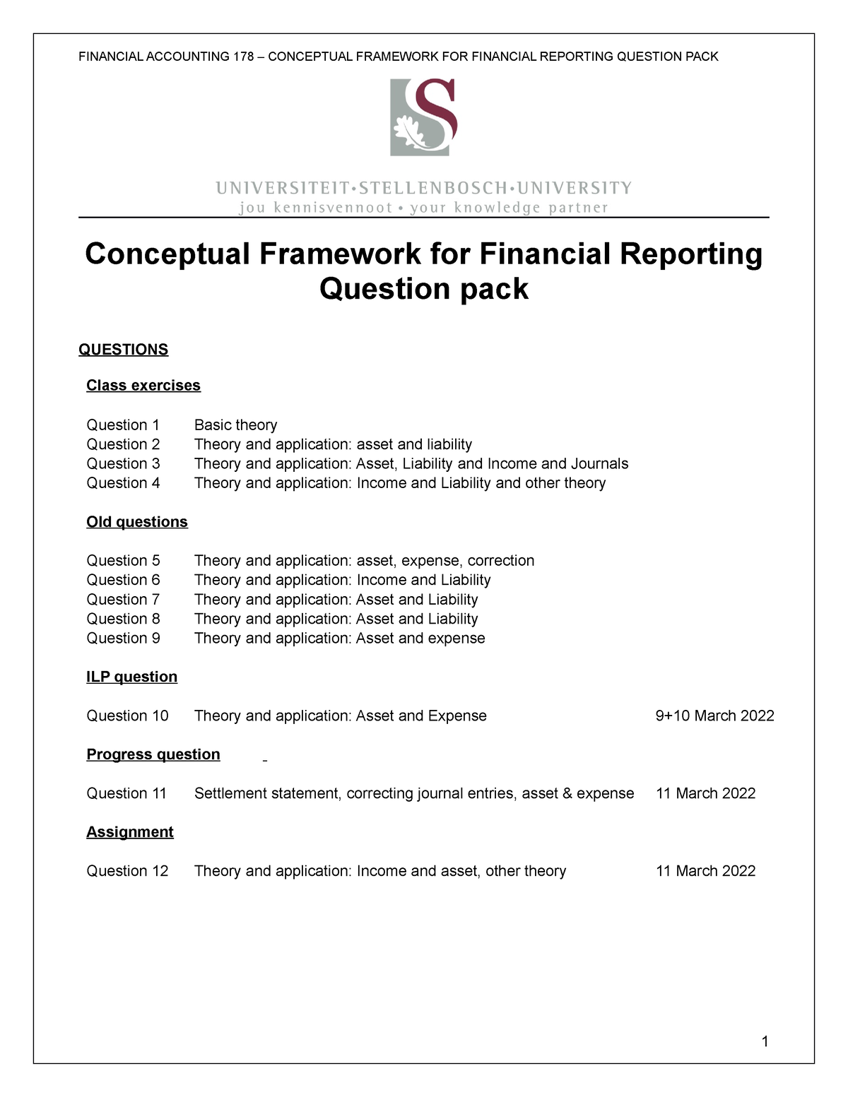 3. Conceptual Framework - Question Pack - 2022 - Conceptual Framework ...