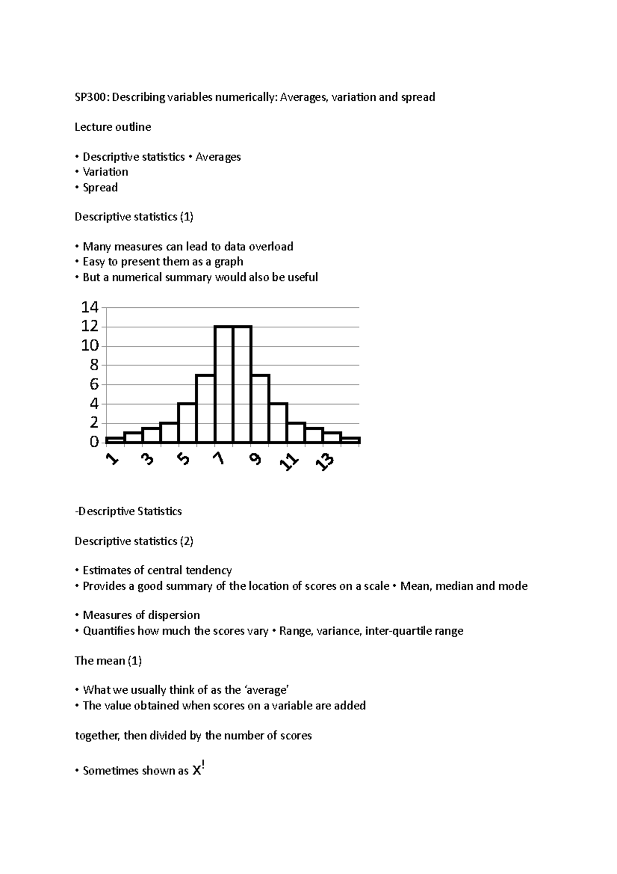 Averages variation and spread - SP300: Describing variables numerically ...