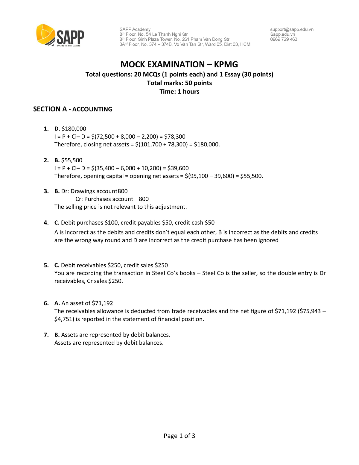 Final Test - KPMG - A - 3 - For KPMG Test - Page 1 Of 3 SAPP Academy 8 ...