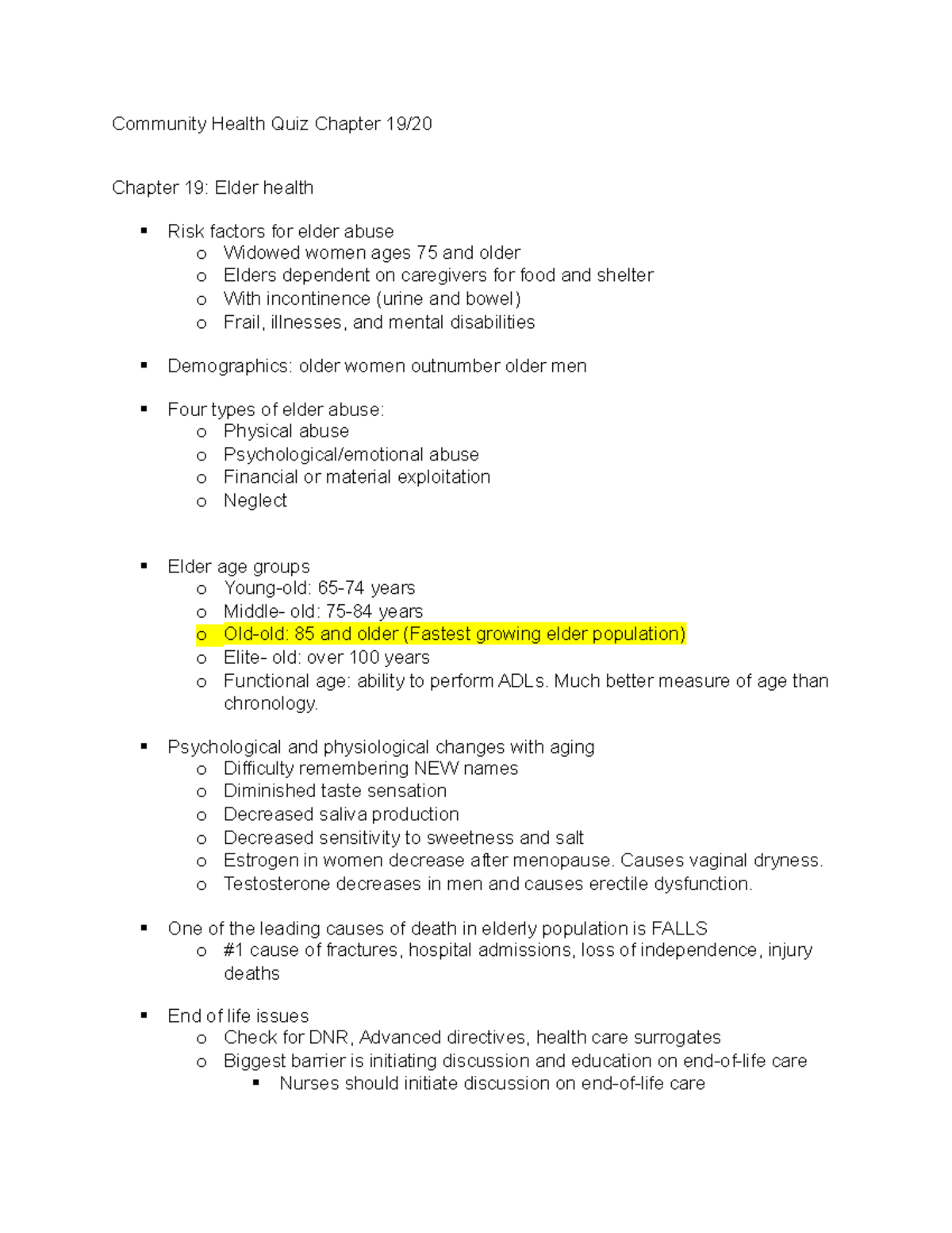 Quiz 8 community Notes Community Health Quiz Chapter 19/ Chapter 19