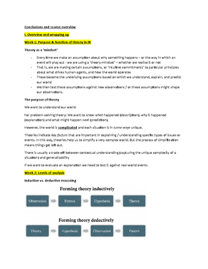 Pols3017 - Notes - Pols3017 – IR Theory. ####### Lecture #1: Theory and ...