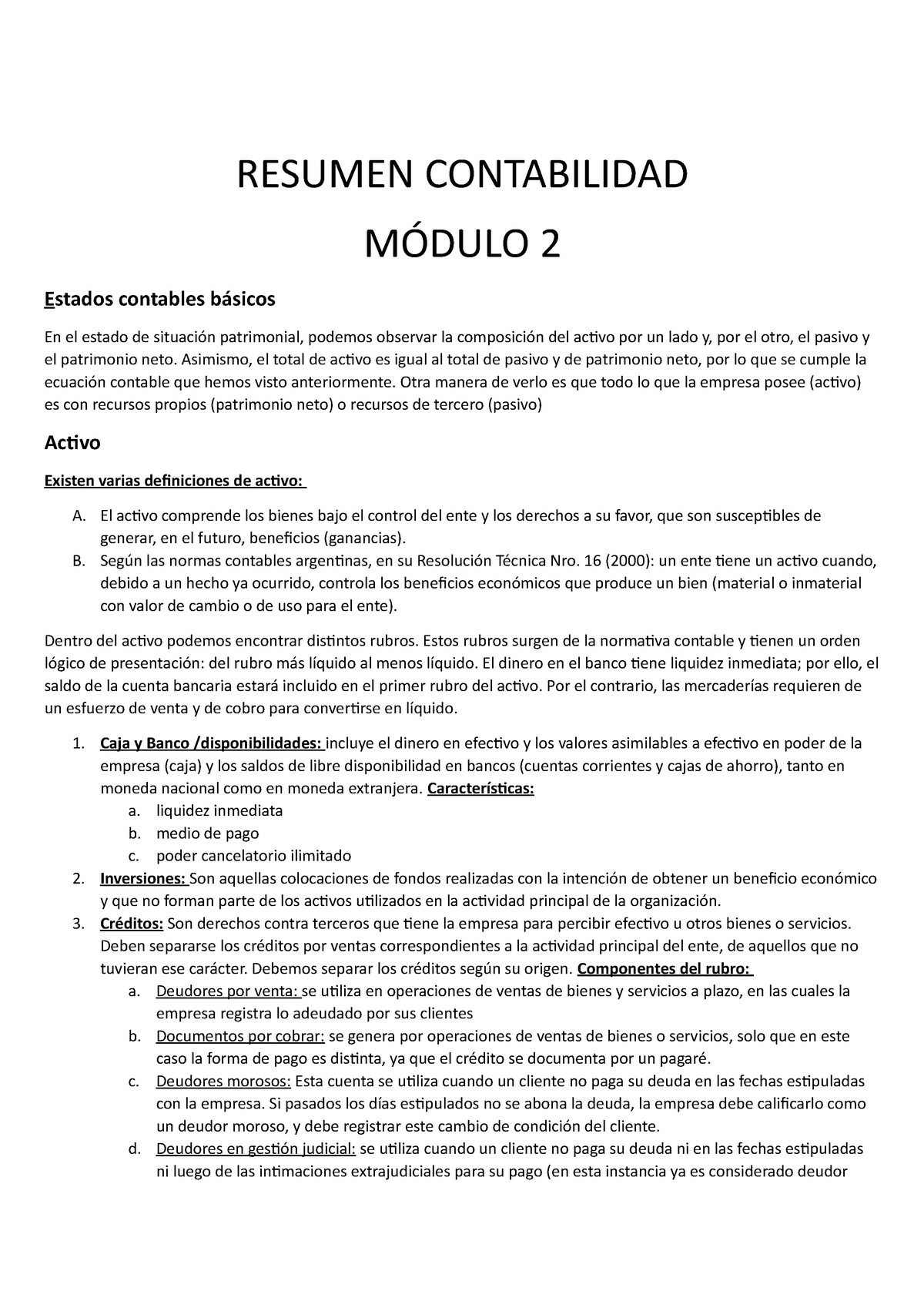 Resumen Contabilidad Mód 2 Resumen Contabilidad MÓdulo 2 Estados Contables Básicos En El 8806