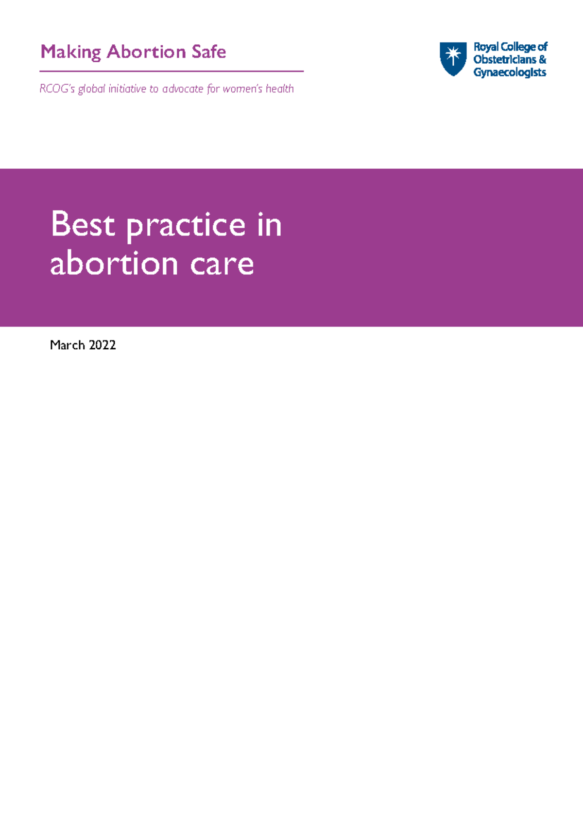 Abortion care best practice paper april 2022 - RCOG’s global initiative ...