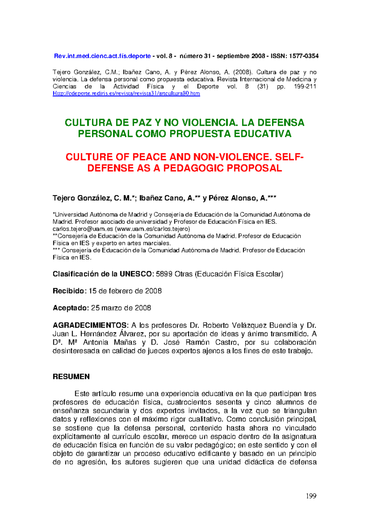 04. Cultura de paz y no violencia. La defensa personal como propuesta ...