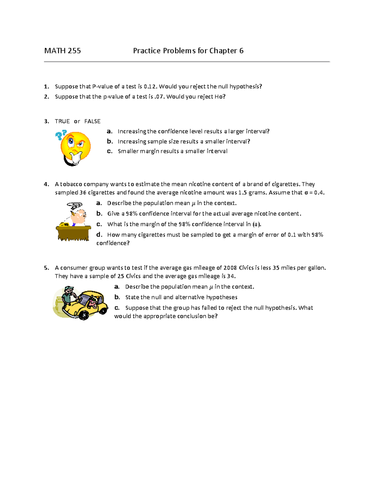 Practice Problems Chapter 6 - MATH 255 Practice Problems For Chapter 6 ...